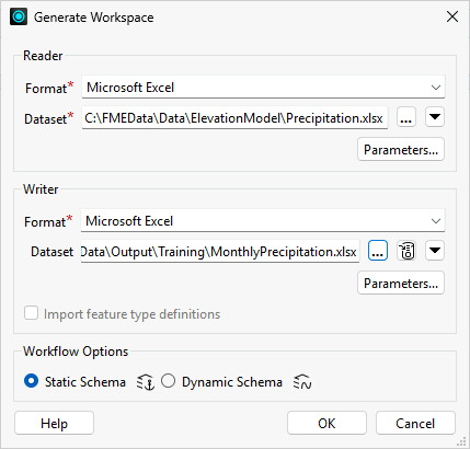 Generate Workspace Dialog